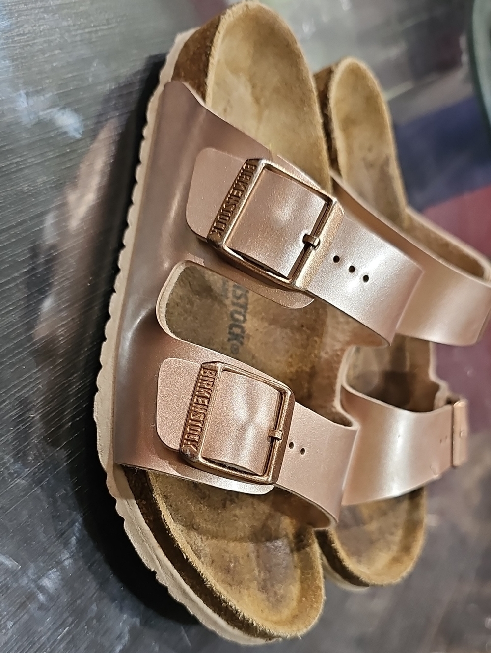 Birkenstock Kids Two-Strap Sandal in Rose Gold Metallic